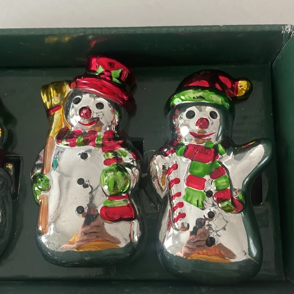 Vintage Snowman Napkin Rings Silver Jacobsons Set of 4 Christmas Holiday